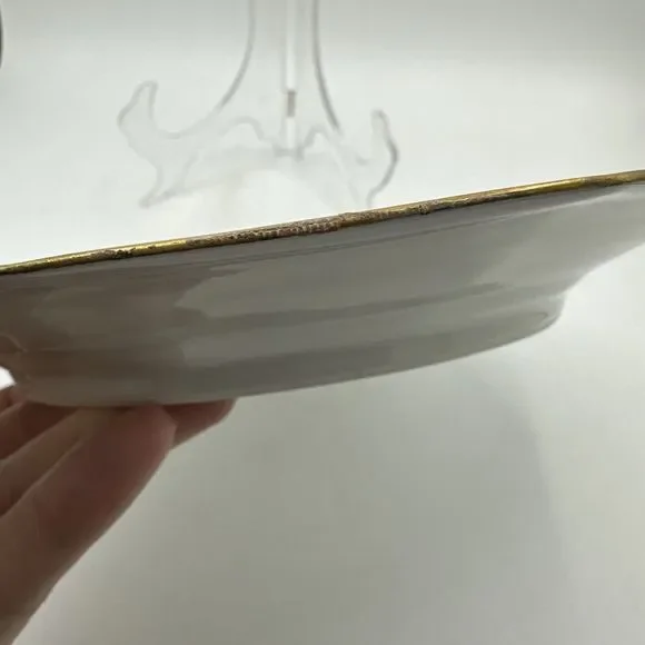 Antique Limoges Plate 9.25” Gold Trim France 12-sided Embossed Scroll - Picture 14 of 14